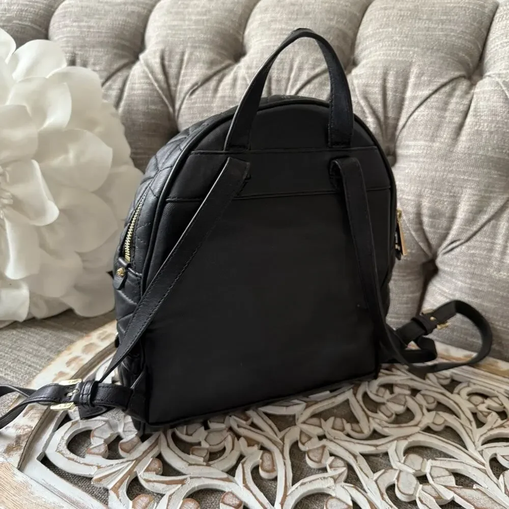 Michael Kors Black Quilted Backpack with Geometric Design